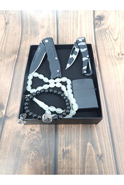 SürLaz 2 Katlanabilir Çelik Çakı Benzinli Çakmak Kedi Gözü Tesbih Ve Bileklik...