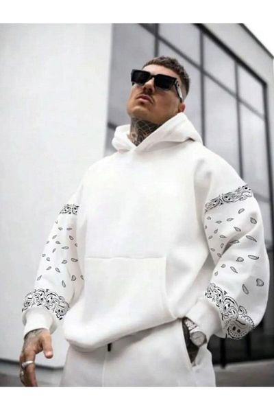 MOONBULL Ανδρικό φούτερ με κουκούλα oversize - Λεπτομερές σχέδιο με μανίκια