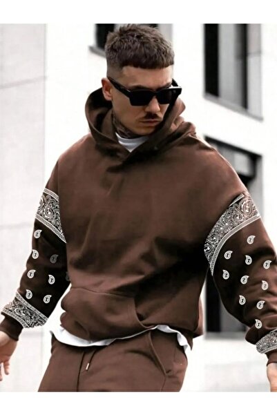 MOONBULL Ανδρικό φούτερ με κουκούλα μεγάλου μεγέθους - Λεπτομερές σχέδιο με μανίκια