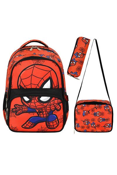 Roxy Digital Spider Man Printed Set of 3 Primary School Bag, Thermal Lunchbox and Pencil Case Set