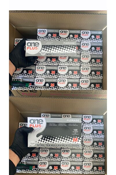 FİGANLAR extra kalın one plus 100 Lü Çok Amaçlı Pudrasız Nitril Eldiven Siyah M Beden