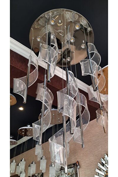 Eczekahome Salon Avizesi 10 Lu Modern Avize Krom