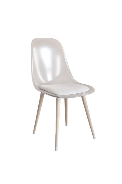 Estelia NETAKS ABANT SANDALYE 2'Lİ TAKIM BEYAZ MİNDERLİ (ŞEFFAF) AHŞAP AYAKLI