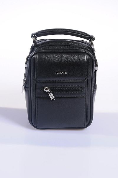 Grande 4586 100% Genuine Leather Men's Handbag Crossbody Bag Black