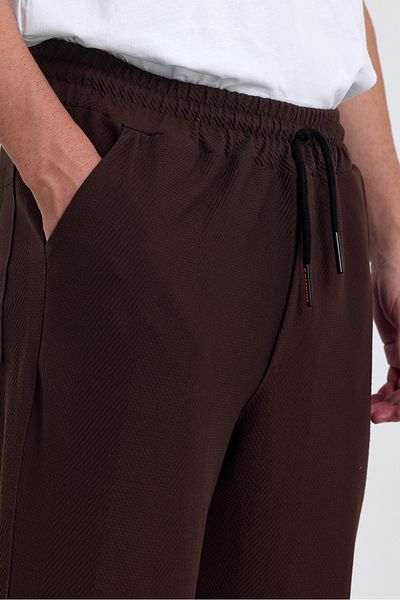 COMBİNE MİCHAİL Ανδρικό παντελόνι Jogger - στάμπα, βαμβακερό, πίσω τσέπη, ελαστική μέση και κορδόνι, ΚΑΦΕ
