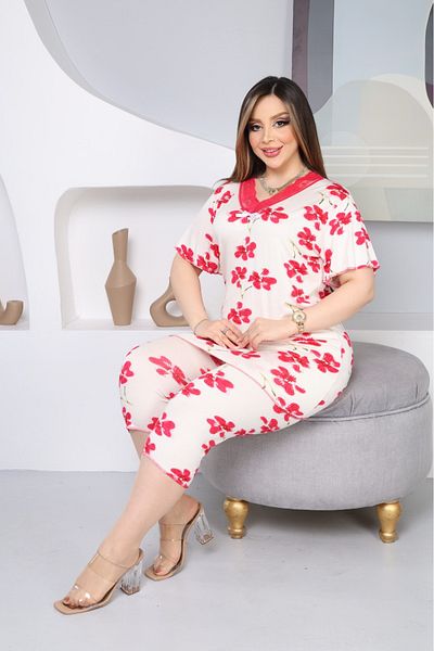 şuranur Cotton Patterned Women's Capri Set - 1⁄2100 Battal