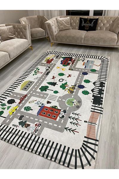 ALLGELSİN غطاء سجاد مرن 6 متر مربع مقاس 200 × 300 سم غطاء سجاد مربع قابل للغسل غطاء مخطط حديث