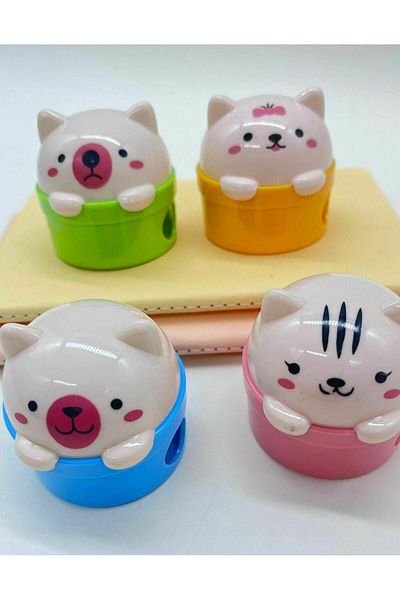 Kağıt Gemi Dükkan Yellow Cute Cat Pencil Sharpener