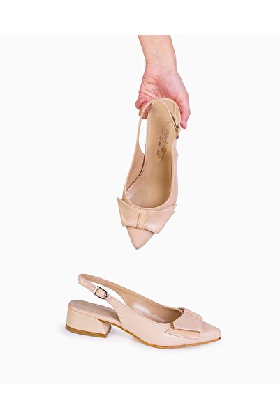 Ayalbuzenne ten cilt arkası acık ucak fiyonk  ayakkabı