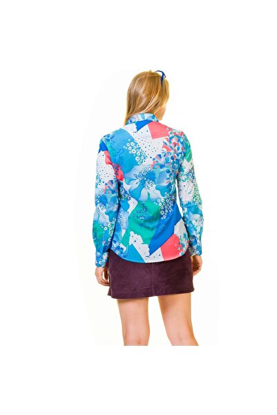 Exve Exclusive Жіноча сорочка з принтом синьо-білих квітів
