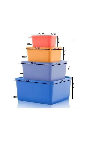 Tupperware Square Storage Container Set of 4 Multi-Purpose Storage
