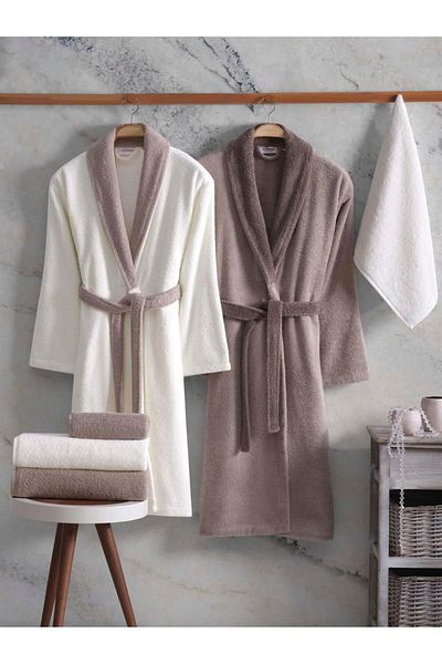ALTINBAŞAK HOME COLLECTİON Σετ οικογενειακό μπουρνούζι Altınbaşak 6 τεμαχίων Polly 100% βαμβάκι