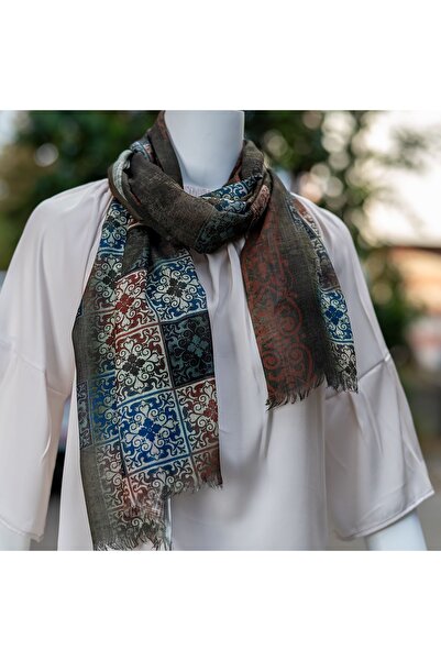 Exve Exclusive Хакі синьо-червоний етнічний мозаїчний візерунок, цифровий дру...