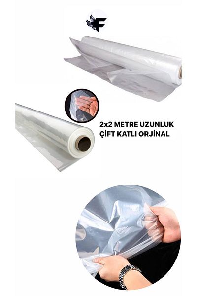 FİGANLAR 2x2boy double-layer - hygienic transparent nylon, waterproof to sprinkle under the tarpaulin victim 1 meter