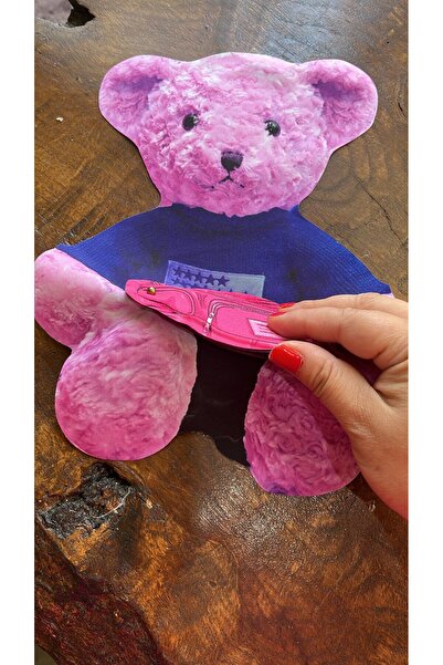 Gönülden Tasarım Geantă roz din burete - Aplicație cusută cu armă de urs 27x2...