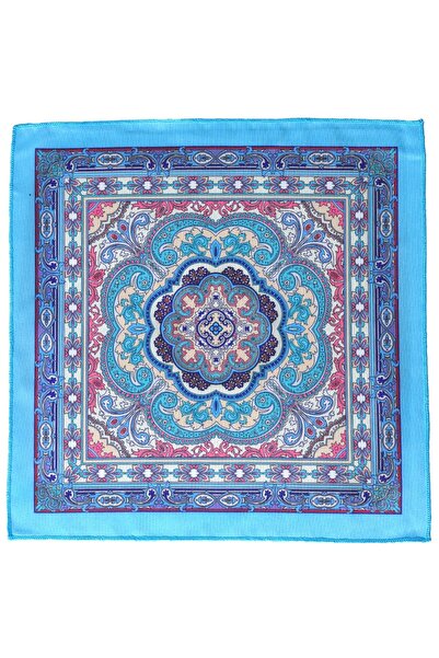 Exve Exclusive Πολύχρωμο μοτίβο τυπωμένο σε μαντήλι πέτο τσέπης με ειδική κοπή σε μπλε τιρκουάζ