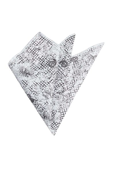 Exve Exclusive Batistă cu guler de buzunar din bumbac imprimat cu model Paisley negru afumat pe alb
