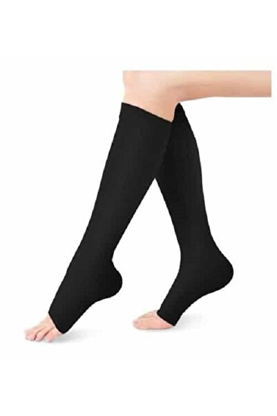 MEDCENTER varimed dizaltı siyah renk burnu açık çorabı