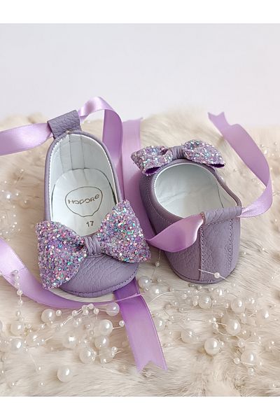 Hodore Perla Lilac Genuine Leather Baby Loafer Ballerinas