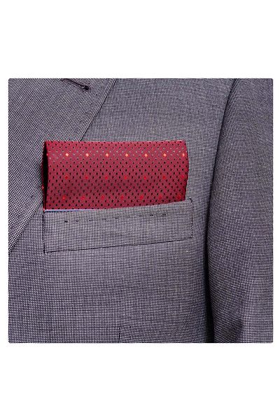 Exve Exclusive Claret Red and Black Polka Dot Folded Ready-to-Use Pocket Handkerchief