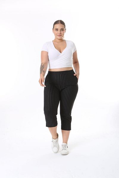 Esina Striped Crepe Capri Pants - Women