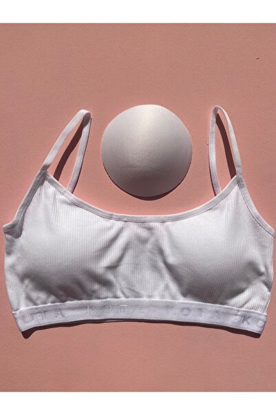 MODALİNOSA Removable Padded Camisole Fabric Rope Strap 3-Piece Gray, Black, White Bra - Bustier