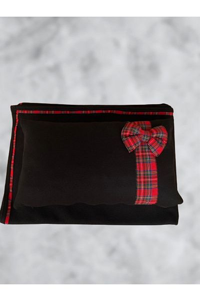 eflin Home Textile Fleece Blanket Single Size 150x220 Single Pillow with Black Ribbon