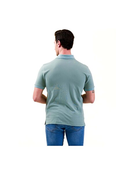 Exve Exclusive Πράσινο μπλουζάκι πόλο με λαιμόκοψη και κοντό μανίκι βαμβακερό λεπτό μπλουζάκι με λευκές πουά