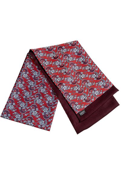 Exve Exclusive Red Silver Shawl Pattern Double Sided Scarf