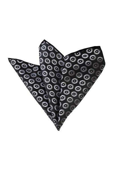 Exve Exclusive Silver Black Circular Collar Pocket Handkerchief
