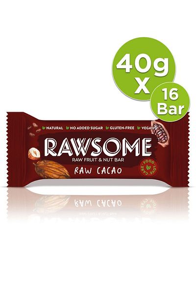 Rawsome 40g x 16 Pieces - Gluten Free and Vegan Fruit and Nut Bar, Organic Cocoa
