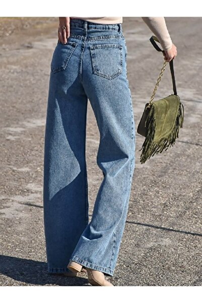 mooishan Yüksel Bel Kar Yıkama Kadın Palazzo Pantolon