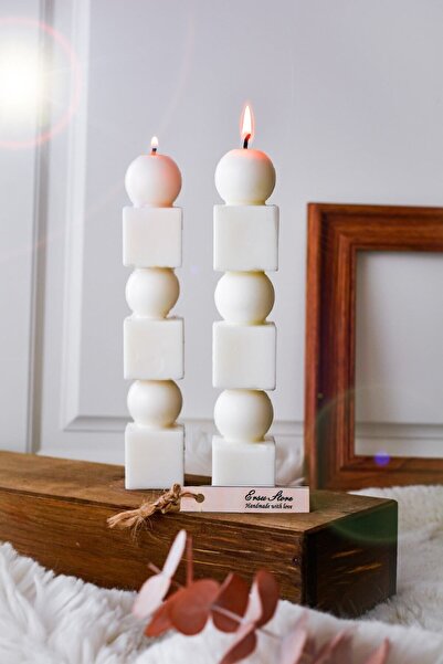 ersu store Kare Toplu Dekoratif Hediyelik Soya Wax Sütün Mum