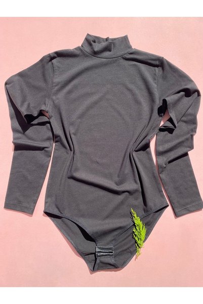 MODALİNOSA Cotton Lycra Turtleneck Long Sleeve 2-Piece Black and White Women's Clasp Body - Undershirt