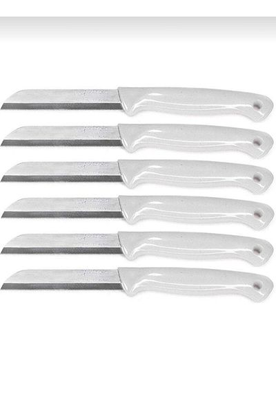 Bamboo TRENDLIFEHOME 6 PCS Serrated Solingen Knife, Black-White Solingen Stainless Fruit and Vegetable Knife,