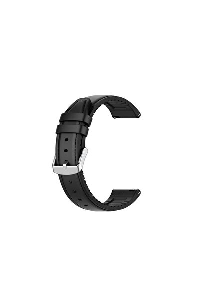 onlinekordon Fs4812 موديل 22 ملم جلد طبيعي أسود - طلاء سيليكون، حزام 46 ملم