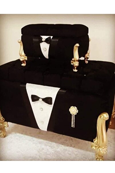 Nima Çeyiz Nişan Sandığı, Damat Bohçası, Damat Nişan Seti 2li Çeyiz Ve Makyaj Sandığı Siyah