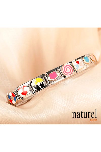Naturel Tılsım 9mm Heart Charm - Italian Stainless Steel