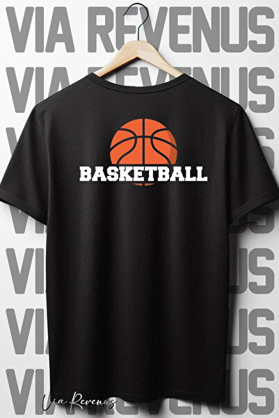 Vordevia Crna Oversize kroj Košarkaška lopta T-shirt - Leđa Štampano