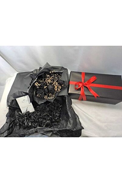 BOUQUET ATELİER Sonsuz Aşk 9 Adet Yapay Siyah Gül Ve Siyah Ambalaj Ile Hazırlanmış Buket