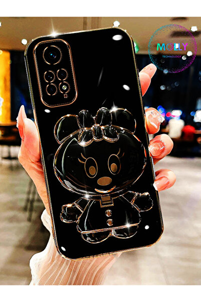 Molly Xiaomi Redmi NOTE 11 PRO İçin Siyah Minnie Standlı Kenarları Gold Detay...