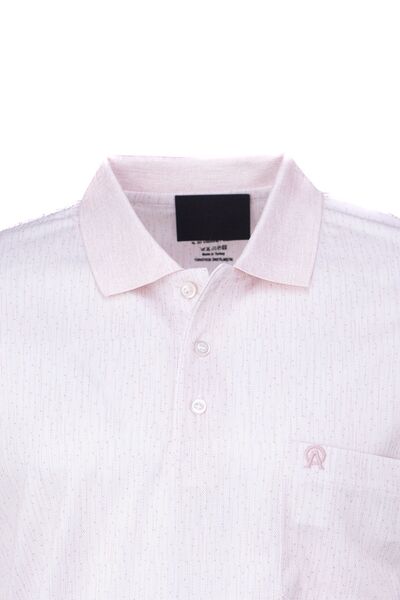 Oppland Ανδρικό μπλουζάκι από βαμβακερό μερσεριζέ με λαιμόκοψη με κουκκίδες - κοντό μανίκι, πλήρης εφαρμογή