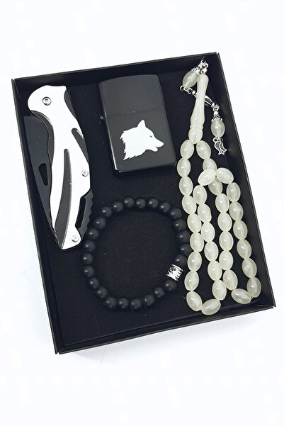 SürLaz 4 Parça İsme Özel Hediyelik Set Çakı Çakmak Tesbih Bileklik Erkek Hedi...