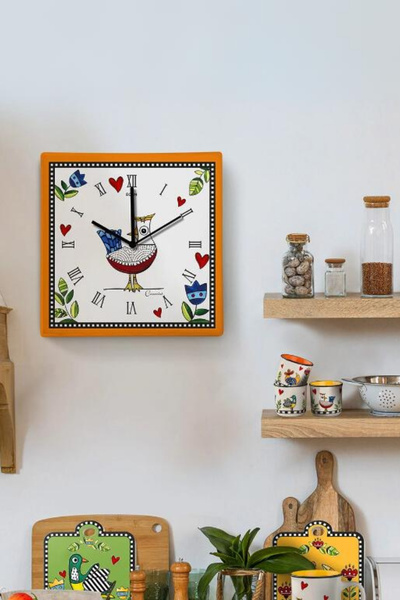 Egan Italy Cocoricò Duvar Saati 31 cm x 31 cm Sarı