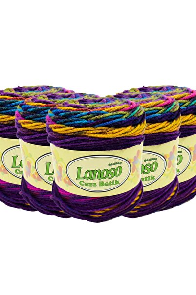 Lanoso 5 Adet Lanoso Cazz Batik El Örgü İpliği - 716 Batik