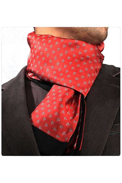 Exve Exclusive Silver Floral Red Double Sided Scarf