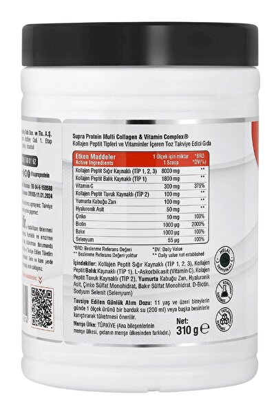 Supra Protein Multi Kolajen + Multi Vitamin Toz Formül 5 TİP Kolajen, Vitamin, Sağlık ve Güzellik Takviyesi