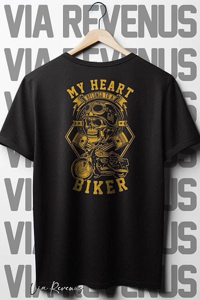 Vordevia Tricou negru Biker Oversize - Imprimat pe spate