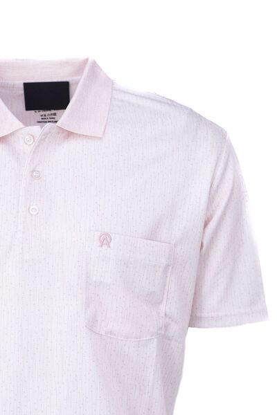 Oppland Ανδρικό μπλουζάκι από βαμβακερό μερσεριζέ με λαιμόκοψη με κουκκίδες - κοντό μανίκι, πλήρης εφαρμογή