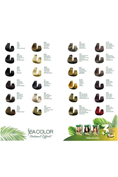 Sea Color Amonyaksız, Vegan, Doğal, Besleyici Kalıcı Saç Boyası %100 Beyaz Kapama (1 PAKET 2 x 50 ml)
